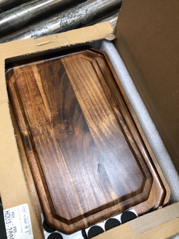 Photo 2 of 2 Pcs Large Wooden Platters Serving Trays Acacia Wood Charcuterie Platter for Food Tray Cheese Serving Board Rectangular Plates Platters Meat Charcuterie Boards Decorative Plates Fruit Tray