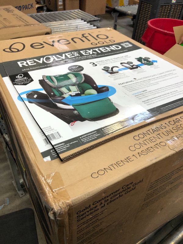 Photo 3 of Evenflo Gold Revolve360 Extend All-in-One Rotational Car Seat with Green & Gentle Fabric (Emerald Green) Revolve Extend Emerald Green