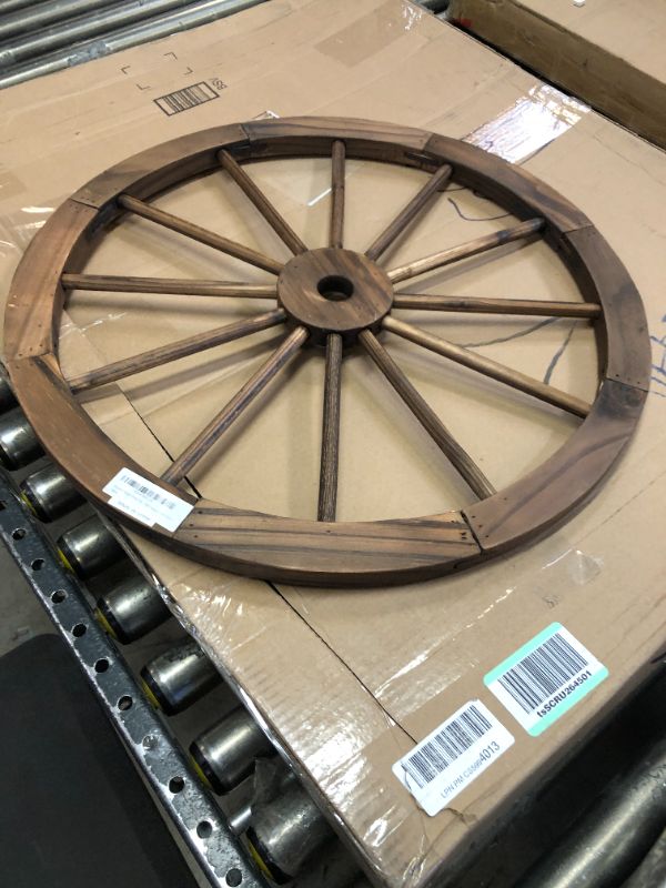 Photo 3 of Zeckos 24 Inch Diameter Wooden Wagon Wheel Decorative Wall Hanging