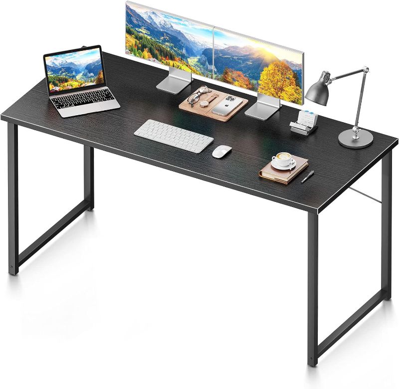 Photo 1 of Coleshome 55 Inch Computer Desk, Modern Simple Style Desk for Home Office, Study Student Writing Desk, Black
