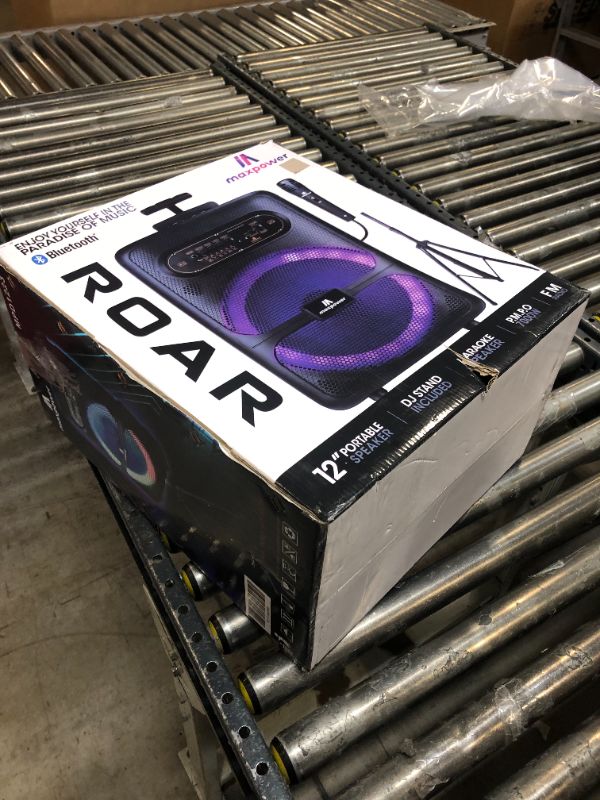 Photo 1 of Max Power DJ Speaker - MPD1223-ROAR Portable Sound System -Bluetooth Multi LED Light Speaker Set Perfect for Indoor and Outdoor - PA Speaker System with Remote, Microphone and Speaker Stand