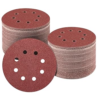 Photo 1 of 160 PCS 5 inch Sanding Disc, 60 80 120 150 240 320 400 600 Grit 8 Hole Hook and Loop Sandpaper Set, Round Sand Paper for Random Orbitall Sander
