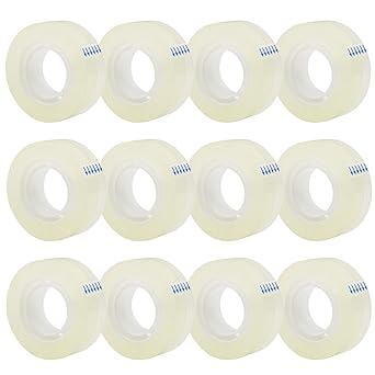 Photo 1 of OWLKELA 12 Rolls Transparent Tape Refills, Clear Tape, All-Purpose Transparent Glossy Tape for Office, Home, School
