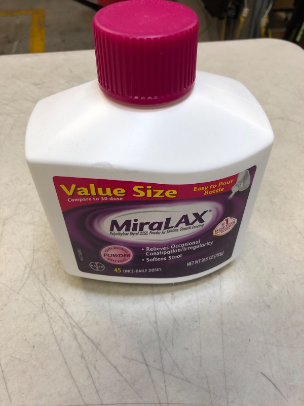 Photo 2 of exp 9/25 MiraLAX Laxative Powder for Gentle Constipation Relief, #1 Dr. Recommended Brand, 45 Dose Polyethylene Glycol 3350, Stimulant-Free, Softens Stool