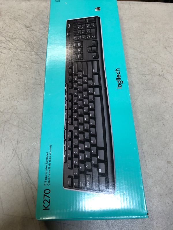 Photo 2 of Logitech K270 Wireless Keyboard for Windows, 2.4 GHz Wireless, Full-Size, Number Pad, 8 Multimedia Keys, 2-Year Battery Life, Compatible with PC, Laptop