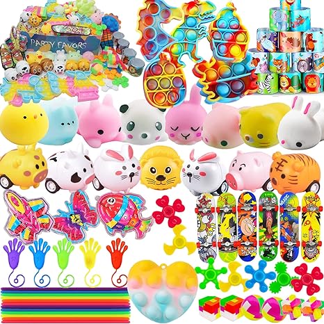 Photo 1 of 53PCS Premium Party Favors Toys for Kids,Assortment Mini Pop Keychain Fidget Toys for All Ages Kids,School Classroom Rewards, Carnival Prizes,Pinata Fillers,Treasure Chest, Prize Box Toys
