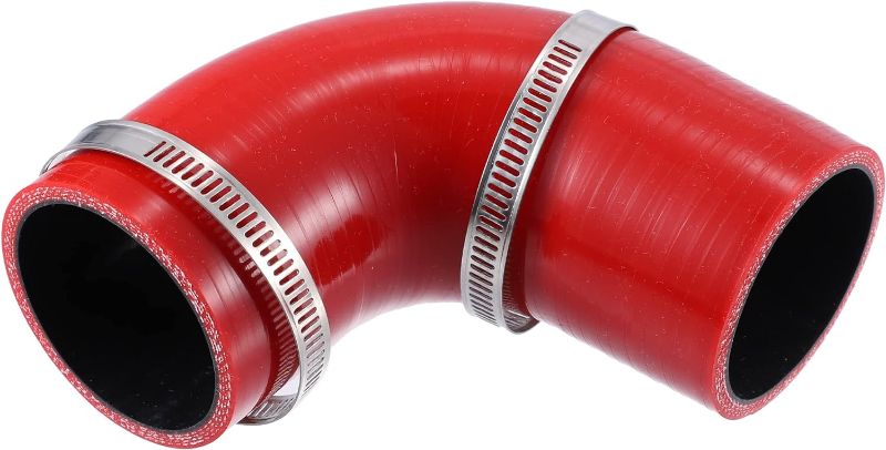 Photo 1 of X AUTOHAUX 57mm 2.25" ID 90 Degree Silicone Reducer Hose Set Silicone Hose Coupler Intercooler Tube Red for Car Intercooler Intake Piping
