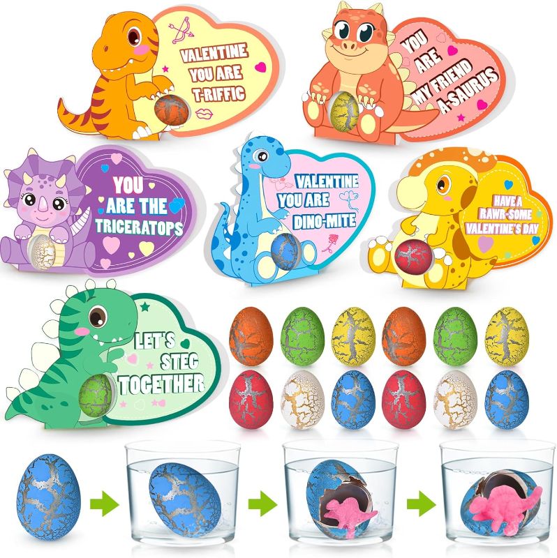 Photo 1 of 30 Pack Valentines Cards for Kids Classroom - Dinosaur Hatching Eggs with Valentine Cards, Valentine Party Favors for Boys & Girls, Kids Exchange Cards for School Classroom, Ideal Valentine Gifts
