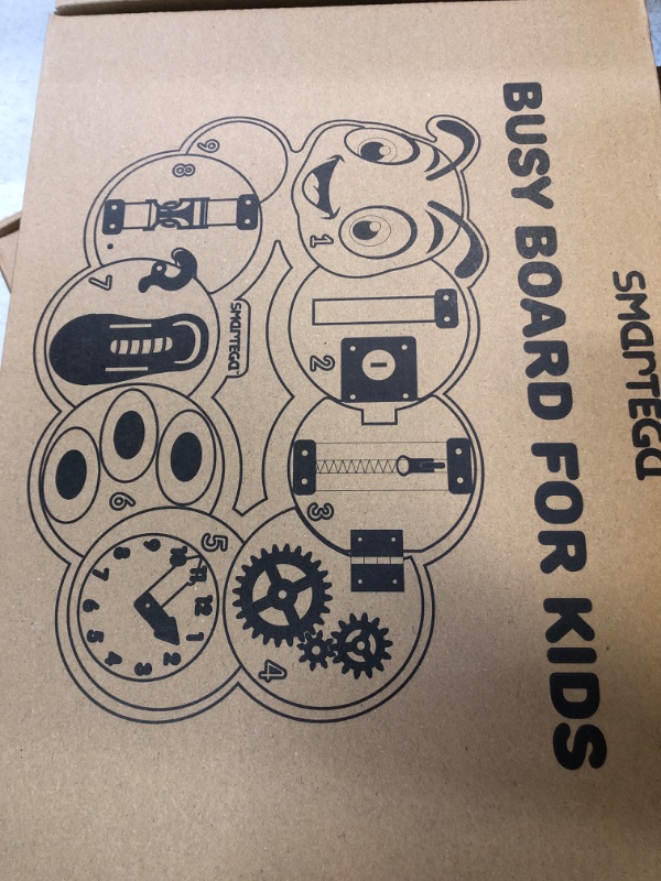 Photo 1 of SMARTEGO Kids Busy Board for Toddlers 2-4 - Toddler Busy Board for Fine Motor Activities - Locks and Latches Puzzle Activity Board for Toddlers 2-4 - Wooden Busy Board Montessori Sensory Playboard