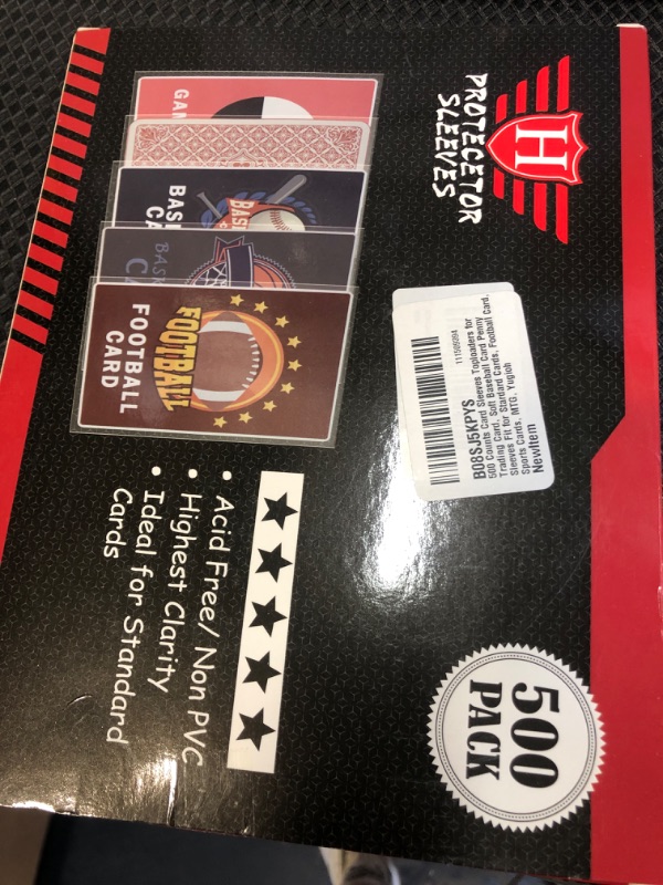 Photo 1 of 500 Counts Card Sleeves Toploaders for Trading Card, Soft Clear Baseball Card Sleeves Fit for Football Card, Sports Cards, MTG, Yugioh, Pokemon Card