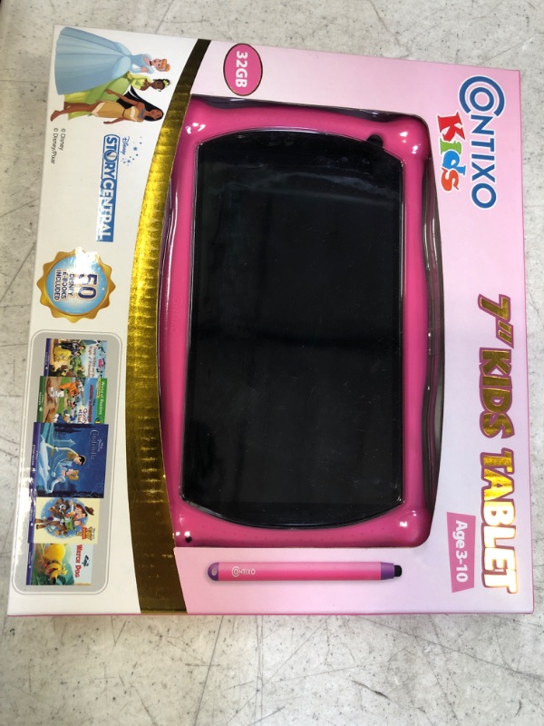 Photo 2 of Contixo Kids Tablet V10, 7-inch HD, Ages 3-7, Toddler Tablet with Camera, Parental Control - 32GB, WiFi, Includes 50+ Disney Storybooks & Stickers (Value $200), Kid-Proof Case & Stylus, Pink

