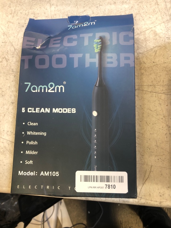 Photo 2 of 7AM2M Sonic Electric Toothbrush for Adults and Kids, with 6 Brush Heads, 5 Modes with 2 Minutes Build in Smart Timer, Roman Column Handle Design (Light Blue) 1 Count (Pack of 1) Light Blue