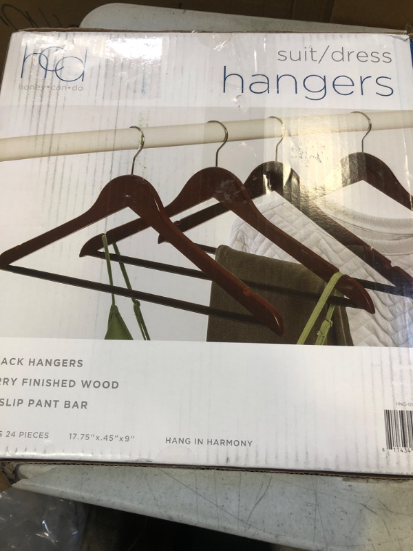 Photo 2 of Honey-Can-Do No Slip Wooden Coat Hangers, Cherry Wood, 24-Pack