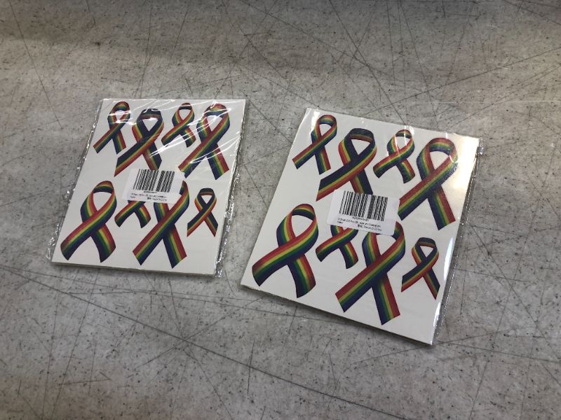 Photo 2 of 2 PACKS OF - 20 Sheets 200 Pcs LGBT Gay Temporary Tattoos Stickers Rainbow Ribbon Tattoos LGBT History Month Face Body Tattoos Stickers for LGBT History Month Pride Day Equality Parades and Celebrations