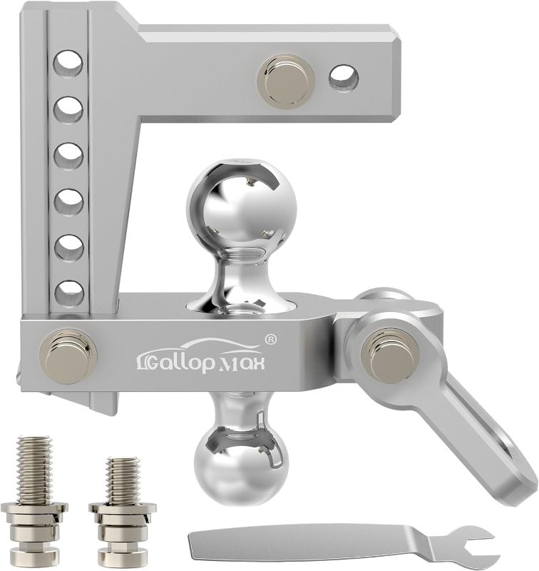 Photo 1 of Adjustable Aluminum Trailer Hitch Fits 2-Inch Receiver Only 12,500 LBS GTW 6" Drop/Rise Drop - 2 and 2 5/16 Balls with Bi-Directional Connections and Anti-Theft Patented Locks
