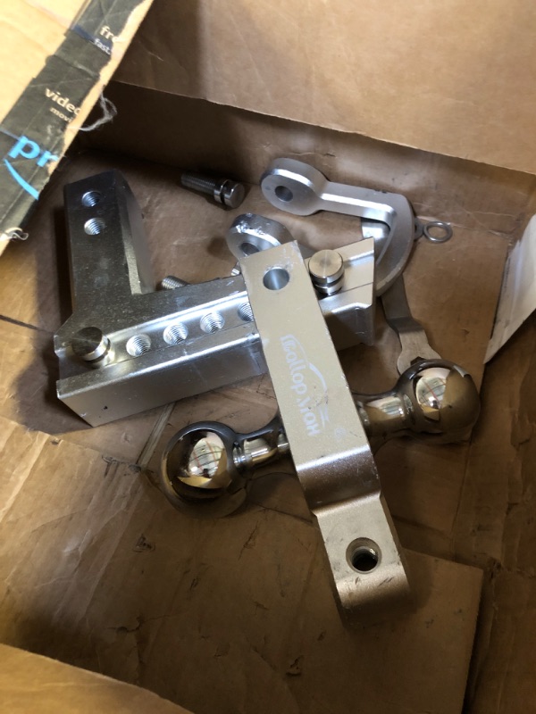 Photo 2 of Adjustable Aluminum Trailer Hitch Fits 2-Inch Receiver Only 12,500 LBS GTW 6" Drop/Rise Drop - 2 and 2 5/16 Balls with Bi-Directional Connections and Anti-Theft Patented Locks
