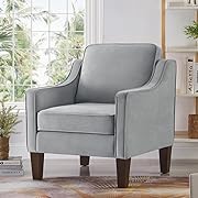 Photo 1 of 24KF Contemporary Upholstered Armchair, Living Room Single Sofa Chair with Wooden Legs,Accent Chair for Living Room,Bedroom-7026-Gray
