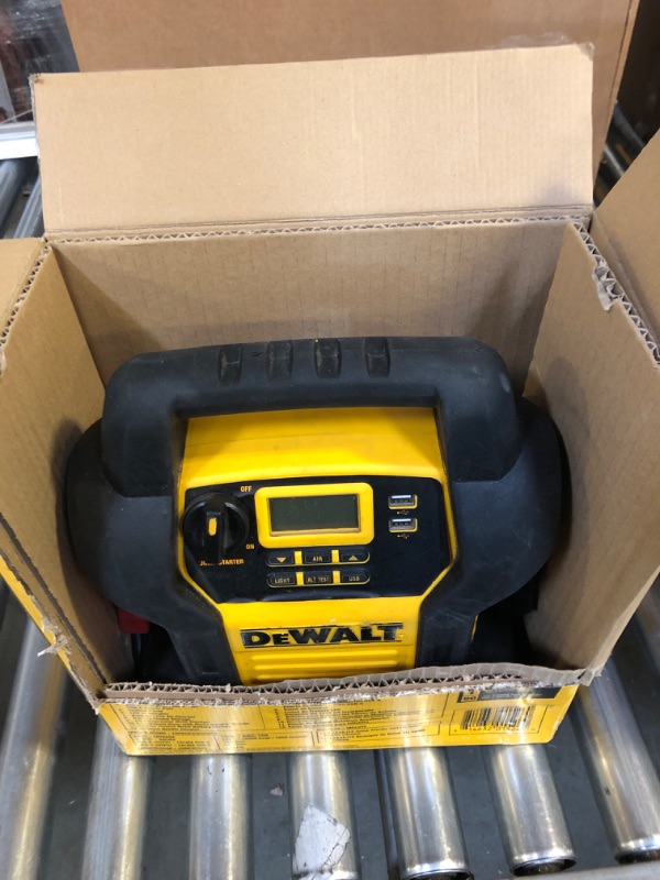 Photo 2 of DEWALT DXAEJ14-Type2 Digital Portable Power Station Jump Starter - 1600 Peak Amps with 120 PSI Compressor, AC Charging Cube, 15W USB-A and 25W USB-C Power for Electronic Devices 1600 Amps