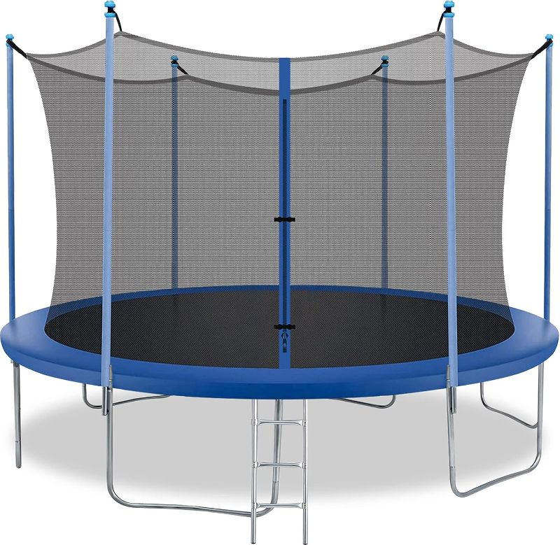 Photo 1 of 8FT Trampoline with Enclosure Net Outdoor Jump Rectangle Trampoline - ASTM Approved-Combo Bounce Exercise Trampoline PVC Spring Cover Padding for Kids and Adults

