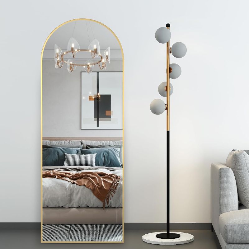 Photo 1 of RACHMADES Full Body Mirror, Vault Mirror, 64" x 21" Wall Mirror, Floor Mirror with Stand, Bedroom Living Room Bathroom Salon Hanging Mirror
