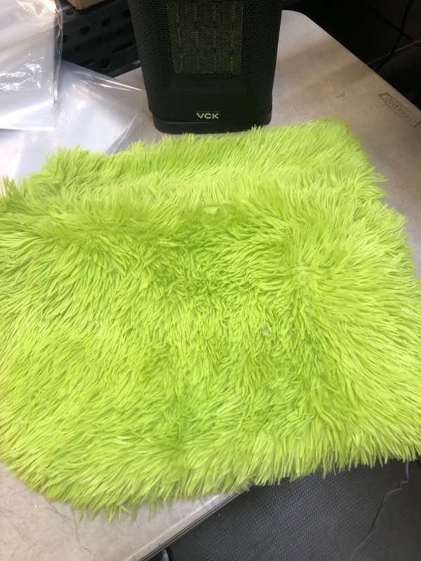 Photo 1 of 2 PC GREEN FUZZY PILLOW CASES 
