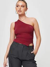 Photo 1 of Burgundy One Shoulder Cami Top SIze M