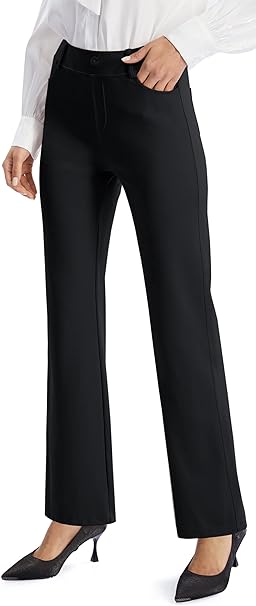 Photo 1 of AFITNE Women's Yoga Dress Pants 27"/29"/31"/33" Strechy Work Slacks Straight Leg Business Office Casual Pants 2XL