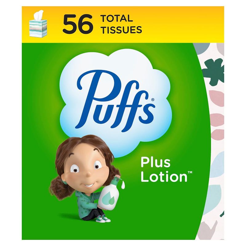 Photo 1 of 10 PC, Puffs Plus Lotion Facial Tissue, 1 Cube Box, 56 Tissues Per Box
