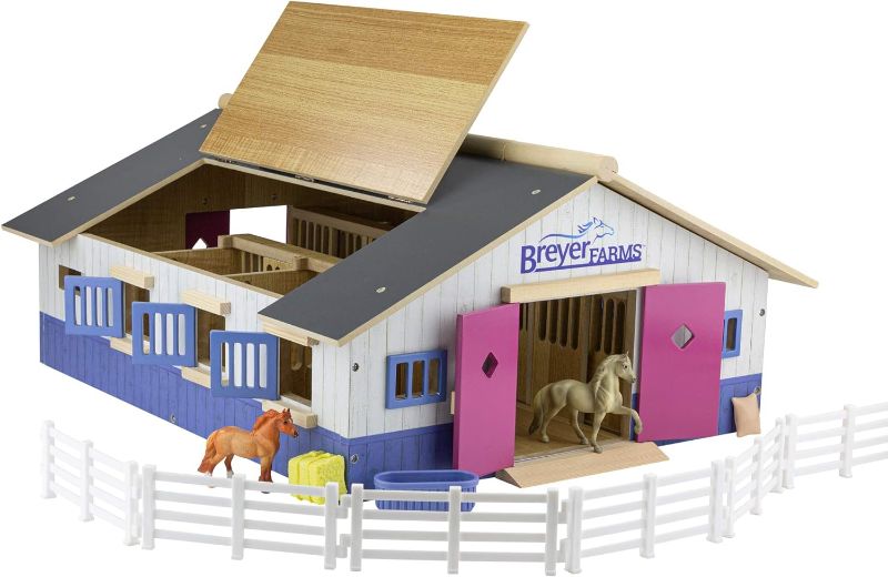 Photo 1 of Breyer Horses Breyer Farms Deluxe Wooden Playset | 19 Piece Playset | 2 Stablemates Horses Included | 20" L x 16" W x 8.5" H | 1:32 Scale | Model #59215, Multi
