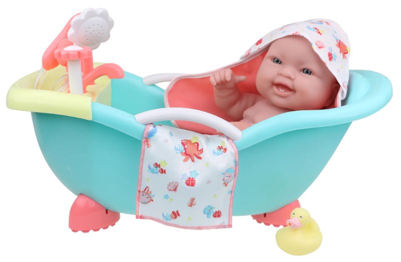 Photo 1 of JC Toys, Lots to Love Babies 14" All-Vinyl Doll Bathtub Gift Set with Rubber Ducky
