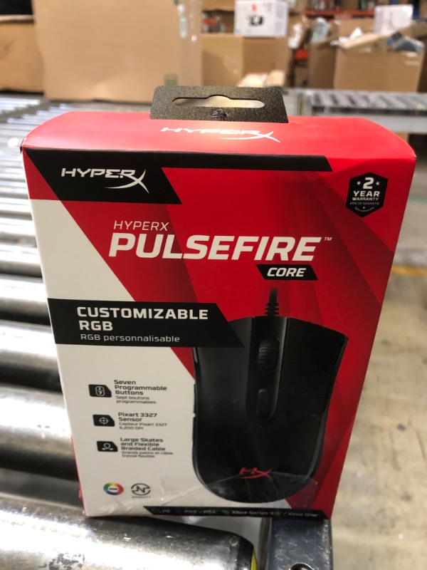 Photo 2 of HyperX Pulsefire Core - RGB Gaming Mouse, Software Controlled RGB Light Effects & Macro Customization, Pixart 3327 Sensor up to 6,200DPI, 7 Programmable Buttons, Mouse Weight 87g,Black