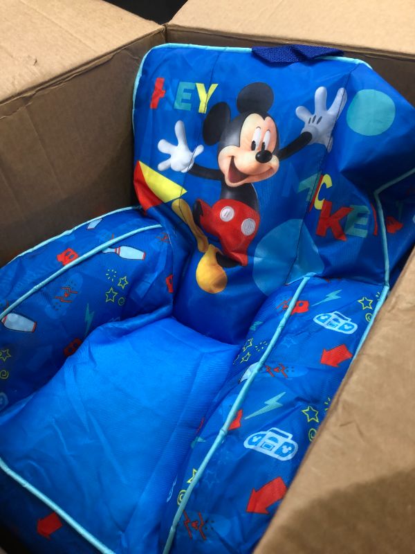 Photo 2 of Disney Mickey Mouse Kids Nylon Bean Bag Chair with Piping & Top Carry Handle