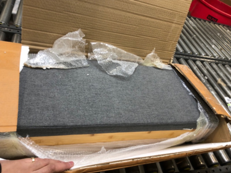 Photo 1 of HIFIT Bamboo Shoe Bench Rack with Storage, Entryway Storage Bench with Padded Seat, Shoe Oiganizer Shelf for Entryway Mudroom Bathroom, Natural