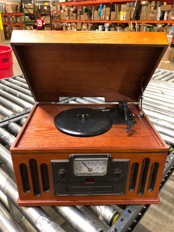 Photo 2 of Crosley CR704B-PA Musician 3-Speed Turntable with Radio, CD/Cassette Player, Aux-in and Bluetooth, Paprika Bluetooth (new version) Paprika