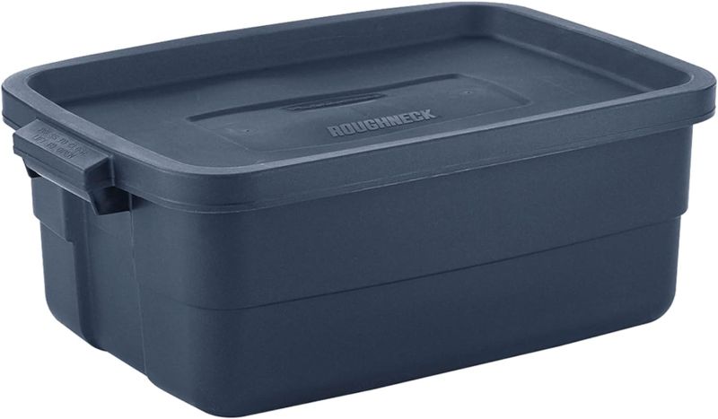 Photo 1 of 10 gal Storage Tote, Dark Indigo Metallic, Plastic, 23 7/8 in L x 15 7/8 in W x 8 7/8 in H
NO LID