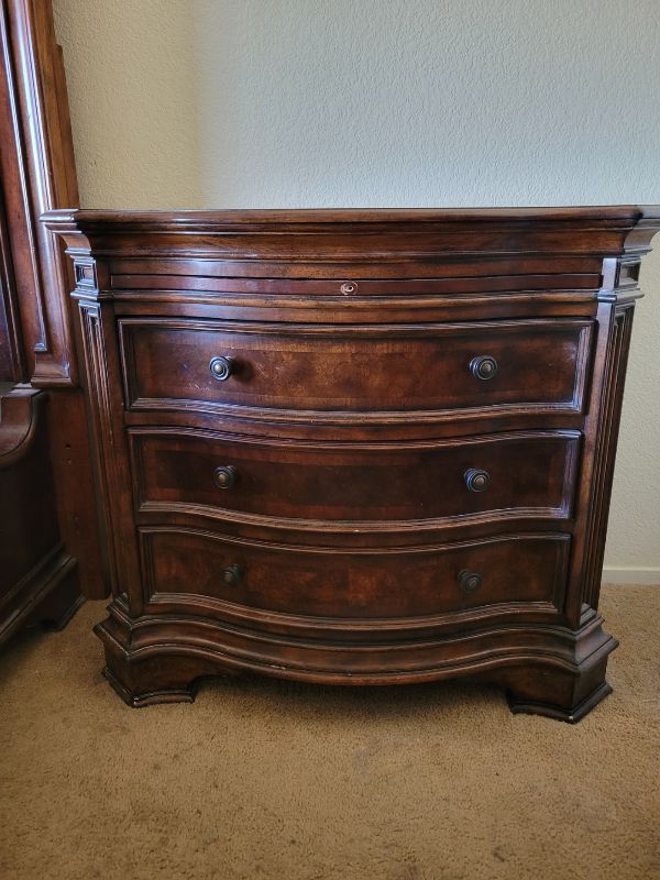 Photo 1 of MAHOGANY WOOD NIGHT STAND W DOVETAIL DRAWERS 36” X 18” H32”