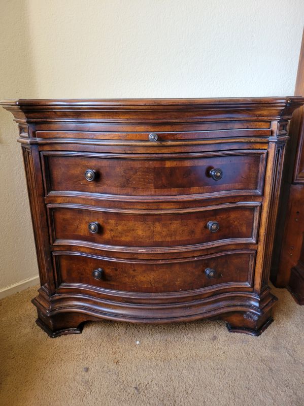 Photo 1 of MAHOGANY WOOD NIGHT STAND W DOVETAIL DRAWERS 36” X 18” H32”