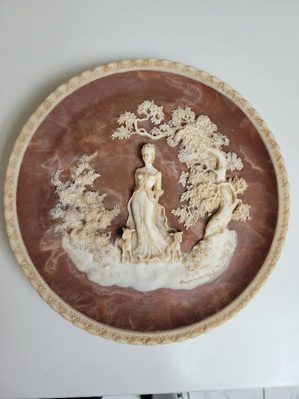 Photo 1 of INCOLAY STONE INLAY PLATE “SHE WALKS IN BEAUTY” BY GAYLE BRIGHT APPLEBY 10” DIAMETER