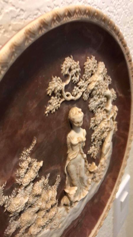 Photo 3 of INCOLAY STONE INLAY PLATE “SHE WALKS IN BEAUTY” BY GAYLE BRIGHT APPLEBY 10” DIAMETER