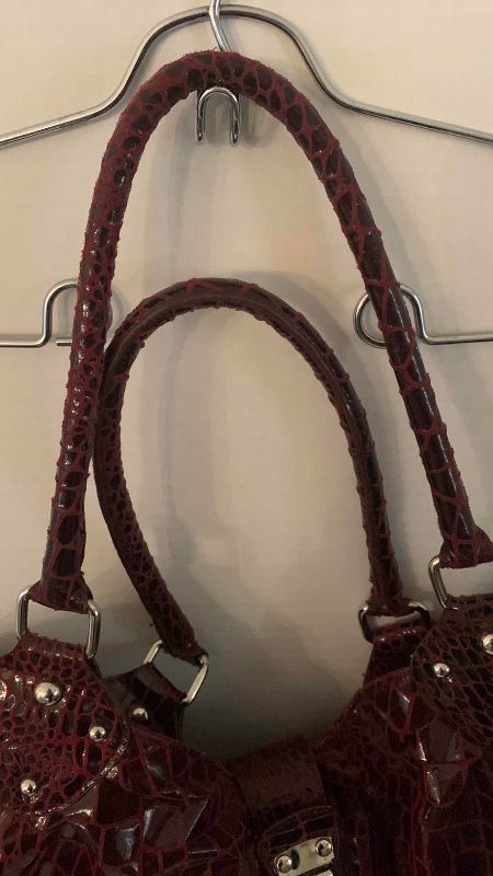 Photo 1 of BURGUNDY PATIENT LEATHER SHOULDER BAG