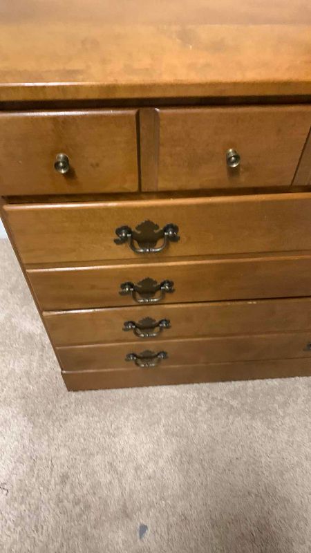 Photo 2 of WOODEN DRESSER WITH DOVETAIL DRAWERS 30" X 18” H 30”