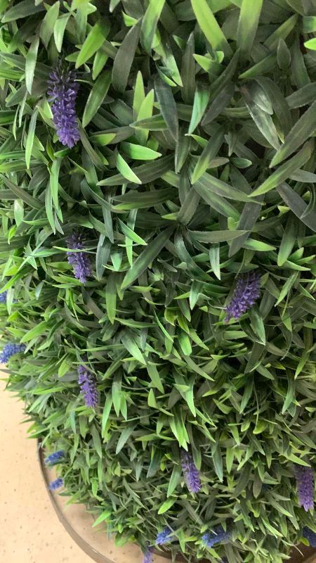 Photo 1 of METAL DRUM TABLE WITH FAUX GRASS WRAP 30” X 39”