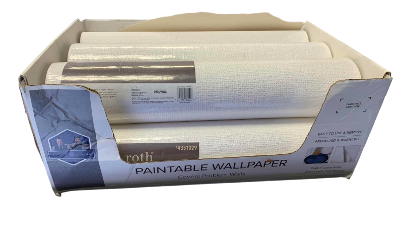 View 1 of 5 1/2 ROLLS OF TEXTURIZED PAINTABLE WALLPAPER EACH ROLL COVERS 56.4?SQUARE FEET