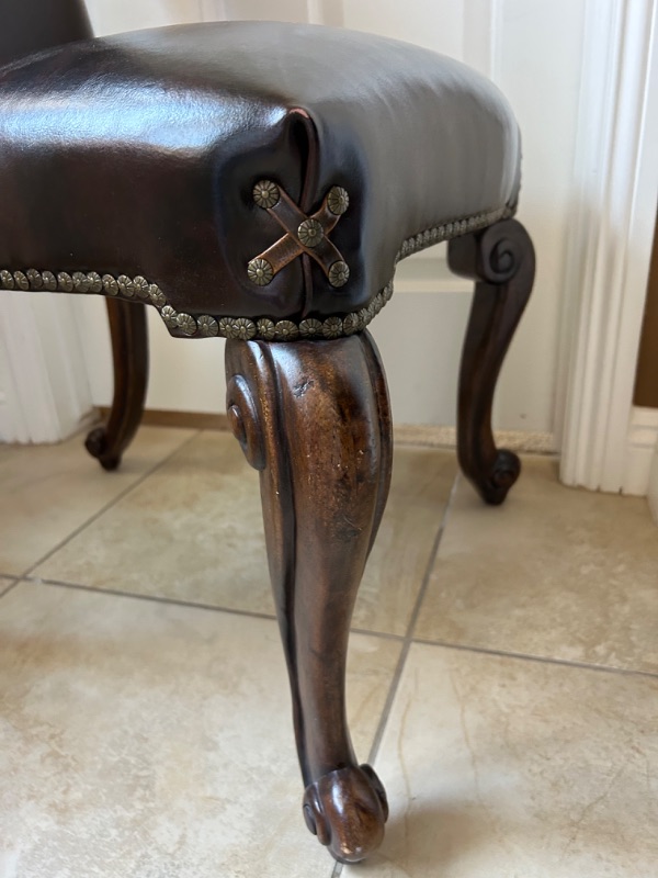 Photo 8 of LEATHER DINING SIDE CHAIR WITH CROSS DETAIL AND STUDS EMBELISHMENT 23” x 24” x 45