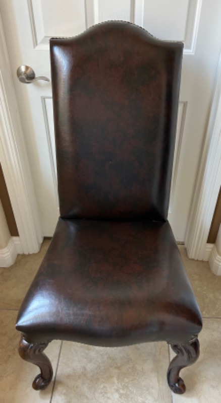 Photo 2 of LEATHER DINING SIDE CHAIR WITH CROSS DETAIL AND STUDS EMBELISHMENT 23” x 24” x 45