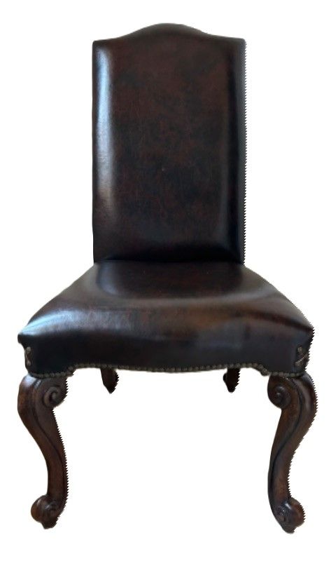 Photo 1 of LEATHER DINING SIDE CHAIR WITH CROSS DETAIL AND STUDS EMBELISHMENT 23” x 24” x 45