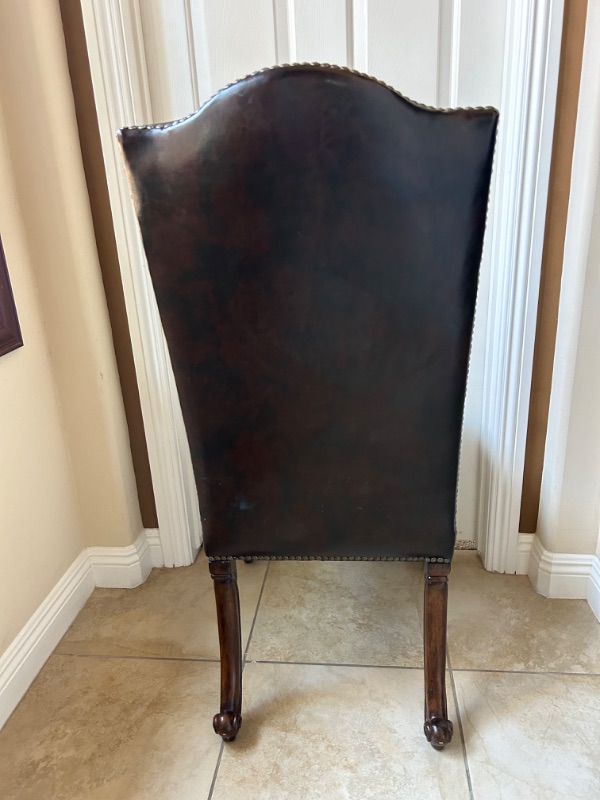 Photo 2 of LEATHER DINING SIDE CHAIR WITH CROSS DETAIL AND STUDS EMBELISHMENT 23” x 24” x 45