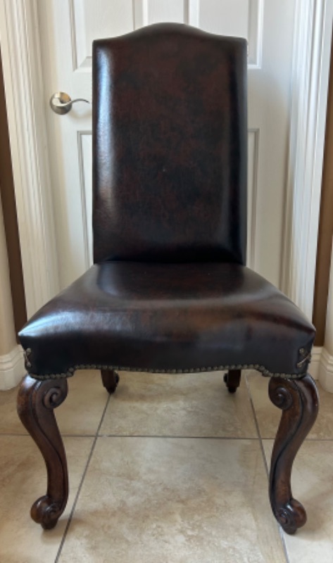 Photo 11 of LEATHER DINING SIDE CHAIR WITH CROSS DETAIL AND STUDS EMBELISHMENT 23” x 24” x 45