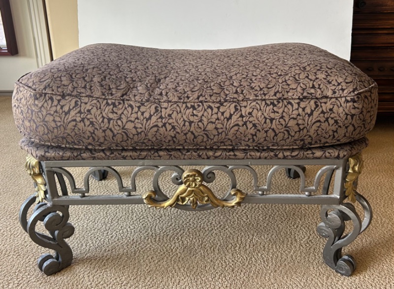 Photo 6 of VERY HEAVY METAL, SILVER AND GOLD OTTOMAN WITH DEEP RICH BLUE AND BEIGE FABRIC BY PULASKI FURNITURE COMPANY
(CHAIR SOLD SEPARATELY)