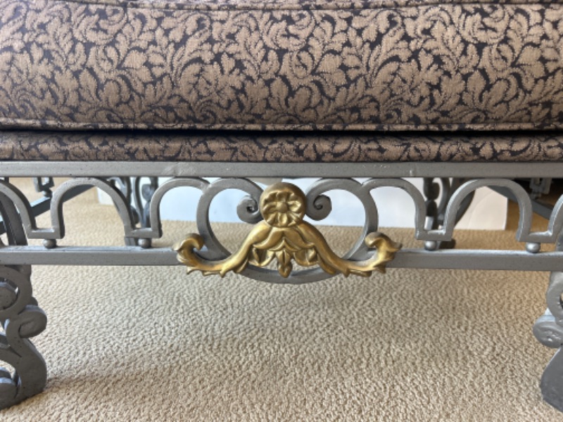 Photo 2 of VERY HEAVY METAL, SILVER AND GOLD OTTOMAN WITH DEEP RICH BLUE AND BEIGE FABRIC BY PULASKI FURNITURE COMPANY
(CHAIR SOLD SEPARATELY)